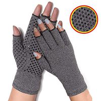Arthritis Gloves Compression Joint Finger Pain Relief Hand Wrist Support Brace (Grey-with Grip, L)