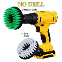 HIFROM 2pcs 5inch Drill Brush Medium Stiffness Soft Bristle Scrub Attachments Cleaning Kit for Grout Carpet Tires Boats Kitchen Bathroom Shower Tile Upholstery Tires Wheels