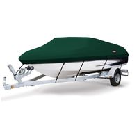 MSC Heavy Duty 600D Marine Grade Polyester Canvas Trailerable Waterproof Boat Cover, Pacific Blue,Fits V-Hull,Tri-Hull, Runabout Boat (Forest Green, Model E - Length:20'-22' Beam Width: up to 100")