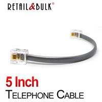 Premium Quality Telephone Cable, RJ11 Male to Male 6P4C Phone Line Cord. Made in USA by Retail&Bulk (5 Inch, Gray)