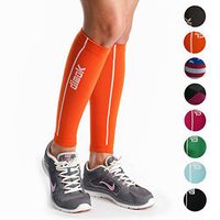 dimok Calf Compression Sleeves Leg Compression Socks - Reduces Shin Splint Muscle Pain Cramps Fatigue - Provides Fast Recovery Better Circulation - 1 or 3 Pairs (Orange, M/L)