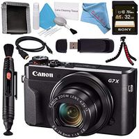 Canon PowerShot G7 X Mark II Digital Camera 1066C001 + Sony 32GB SDHC Card + Deluxe Cleaning Kit + Memory Card Wallet + Card Reader + Micro HDMI Cable + Lens Pen Cleaner + Fibercloth + Tripod Bundle