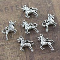 DIY Tone 3D Antiqued Silver Accessories Unicorn 10 Pcs Charms Unicorn Pendants Prom Woman Bright Cute Stylish Simple Lovely Elegant Jewerly Women Aesthetic