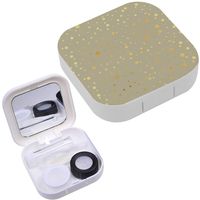 Portable Contact Lens Case Box Travel Kit Mirror + Bottle + Tweezers Container Holder [ Gold Circle ]