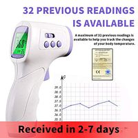Infrared Forehead Ear Thermometer, Accurate Digital Thermometer Non-Contact Laser Thermometer Temperature Gun Portable Body Basal Thermometer Gun with LCD Display for Infants and Adults