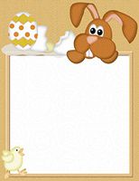 Brown Easter Bunny & Eggs & Chick Stationery Printer Paper 26 Sheets