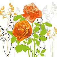Modern Orange Roses Paper Luncheon Napkins 40pcs 13"x13" Madeline Decoupage