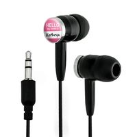 Kathryn Hello My Name is Novelty in-Ear Earbud Headphones - Black