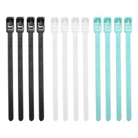 HONJIE Reusable Releasable Adjustable Nylon Cable Zip Ties Black,White, Black -12 Pcs