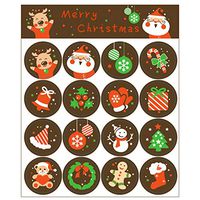 MS.CLEO Christmas Sticker Xmas Elements Self-Adhesive DIY Cartoon Sticker Holiday Gift Sealing Decoration Paster Baking Packing Label Wrapping Stickers Packaging Envelope Seals(30 Sheets,480pcs)