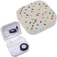 Portable Contact Lens Case Box Travel Kit Mirror + Bottle + Tweezers Container Holder [ Geometric ]