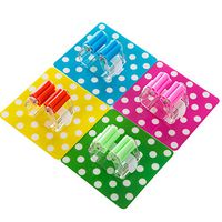 LONG7INES 4Pcs Polka Dot Self Adhesive Wall-Mounted Broom Mop Holder, Free Nails Mop/Broom Hangers, for Home Kitchen Bathroom Organizer, Multicolours