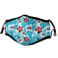 NYF Palm Tree Leaves with Hibiscus Petals Mouth-MufflePortable Health for Dust with Adjustable Earloop Black