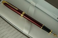 Cross Made in The USA Pinnacle Pinnacle Bordeaux Lacquer Fountain Pen with Hallmarked Solid 18KT Gold Extra Fine Nib