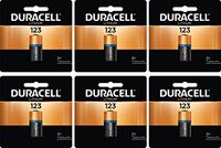 6 Duracell CR123A DL123A 3 Volt Photo Lithium Batteries in Original Packaging