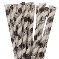 Grey and Black Striped and Polka Dot Paper Straws (75)