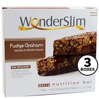 WonderSlim Meal Replacement Protein Bar - Low Carb Nutrition Bar for Women & Men -Fudge Graham - High Fiber, KETO Friendly, Weight Loss Diet Snack Bar (7ct) 3 Box Value-Pack (Save 10%)