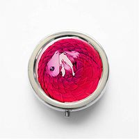 RhyNSky Pangolin - Animal Mini Portable Pocket Pill Box Case Holder for Purse, 3 Compartments, Silvery, C199