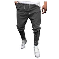 Men's Gym Fitness Workout Pants Bodybuilding Tapered Athletic Joggers Running Pants with Cargo Pockets Dark Gray