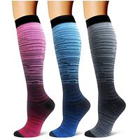 Compression Socks,(3 Pairs) Compression Sock Women & Men - Best Running, Athletic Sports, Crossfit, Flight Travel(Multti-colors13-L/XL)