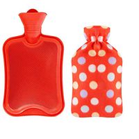 Rubber Hot Water Bottle - 1800ml Hot Water Bag, Easy to Carry Durable Great for Pain Relief, Hot and Cold Therapy, Flannel Cover, red