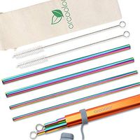 Arcoolor Set of 4 Reusable Straws, 8.5 inches Metal Straws, Stainless Steel Straw with Travel Case, Cleaning Brush, Portable for Personal Use