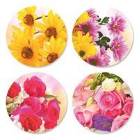 Floral Bouquet Stickers- Set of 24 Round Evelope Seals