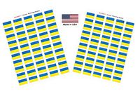 Made in USA! 100 Country Flag 1.5" x 1" Self Adhesive World Flag Scrapbook Stickers, Two Sheets of 50, 100 International Sticker Decal Flags Total (Ukraine)