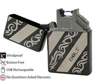 BOLT Lighter® USB Rechargeable Windproof Electric Plasma Arc Cigarette Lighter with Charging Cable and Carrying Pouch … (Dark Gray)