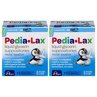 Pedia-Lax Liquid Glycerin Suppositories Laxative, Kid's Constipation Relief in Minutes, 6 Applicators, Pack of 2