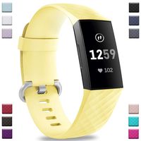 Hamile Bands Compatible with Fitbit Charge 3, Waterproof Replacement Watch Strap Fitness Sport Band Wristband for Fitbit Charge 3 Charge 3 & Charge 3 SE, for Women Men, Small, Milk Yellow