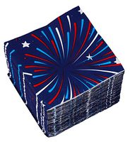 Cocktail Napkins - 150-Pack Luncheon Napkins, Disposable Paper Napkins American Party Supplies, 2-Ply, Fireworks Design, Unfolded 10 x 10 inches, Folded 5 x 5 inches