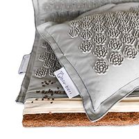 Luxury Acupressure Mat and Pillow Set with Silk Sleeping Mask | Natural Organic Materials | Acupuncture Mat | Pain Relief | Sciatica Stress Relief | Manual Massage Mat(Gray)