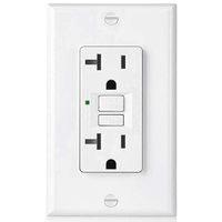 GFCI Outlet by BESTTEN, Slim GFI Receptacle with LED Indicator, 20-Amp 125-Volt Ground Fault Circuit Interrupter, Decorator Wall Plate Included, UL Listed, White