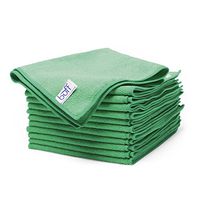 Buff Microfiber Cleaning Cloth | Green (12 Pack) | Size 16" x 16" | All Purpose Microfiber Towels - Clean, Dust, Polish, Scrub, Absorbent