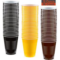 18 oz Party Cups, 96 Count - Black, Sunshine Yellow, Brown - 32 Each Color