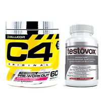 C4 Original (60 Servings) and Testovox (60 Caps) - Hardcore Muscle Building Bundle | Testosterone Booster and Pre-Workout Stack with Beta Alanine & Creatine (Strawberry Margarita)