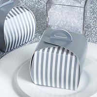 Tableclothsfactory Lovable Striped Cupcake Purse Favor Boxes 10pc - White/Silver