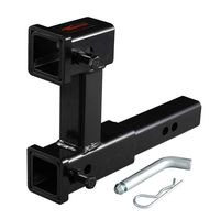 Towever 84131P Trailer 2 inches Dual Hitch Receiver Adapter Extender for Towing and Riser for Bicycle Rack, Extra Long Towing Accessories with Pin and Clip