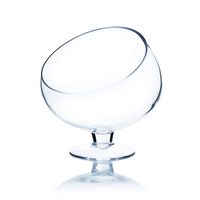 WGV Slant Cut Bowl Glass Vase with Stand, Width 6.5", Height 7", Clear Planter Terrarium, Candy Dish, Fruit Jar for Wedding Party Event, Home Office Decor, 8 Pieces