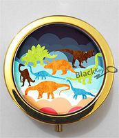 BlackKey Dinosaur Silhouette 3-Compartment Decorative Pocket Gift Box Case Organizer for Pill, Color 2 -2279