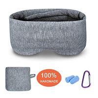 Modal Cotton Travel Sleep Mask, Eye Mask with Longer Adjustable Strap for Women Men and Kids, Fully Coverage with Earplugs, Hanger and Travel Pouch, Deep Grey