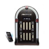 ppg Retro Jukebox with Modern Bluetooth FM Radio Color Shifting LED Lights and 3.50mm Aux-in Jack Dark Brown (P17-J359B-DB)