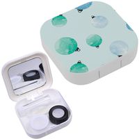 Portable Contact Lens Case Box Travel Kit Mirror + Bottle + Tweezers Container Holder [ Cute Different Colorful Decorative Watercolor ]