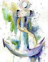 Sailing Anchor Note Card Assortment: 4 Artistic All Occasion Watercolor Cards, with Envelopes