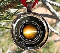 Vintage Camera Lens Ornament Antique Camera Lens Pendant Gray Black White Photography Pendant Photographer SunriseNot an Actual Lens