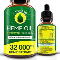 Hemp Oil Drops 32 000 mg, Co2 Extracted, Help Cope with Stress, Anxiety and Pain, 100% Natural Ingredients, Vegan Friendly, GMO Free