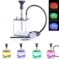 Hookah Set LED Shisha Micro Modern Acrylic Bubble Hookah One Hose Big Smoke with Ceramic Hookah Bowl and Colorful LED Light for Smoking Enjoyment Away from Nicotine Poisoning