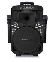 Pure Acoustics Wireless Portable Bluetooth PA Audio Speaker with 2 Wireless Microphones FM Radio Party Karaoke Machine Sound System MCP-75 Suono Soundstream Black & Black Gril