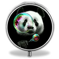 Compact 3 Compartment Medicine Case, IMLONE Customized Cute Panda Pill Organizer Metal Pill Box Pill Container for Purse, Travelling and Daily Needs